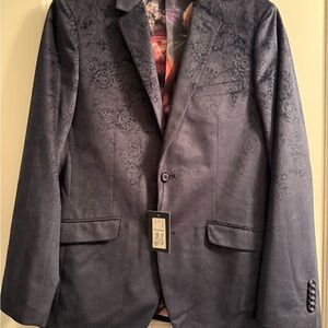 Men's Stylish Navy Blazer with Floral Lining
